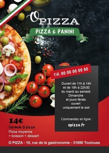 Impression Flyers Pizza & panini A5 personnalisable