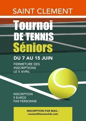 Impression Flyers Tournoi tennis sénior A5 personnalisable